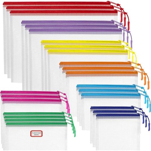 25pcs Mesh Zipper Pouch Bags for Organization,Toy Storage Bags,Clear Zipper Pouch Suitable for Travel,Classroom and Home