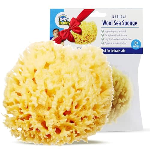 Baby Buddy Natural Wool Sea Sponge, Newborn Bath Time Essential, Ultra Soft for Delicate Skin, Hypoallergenic and Biodegradable, 1 Pack