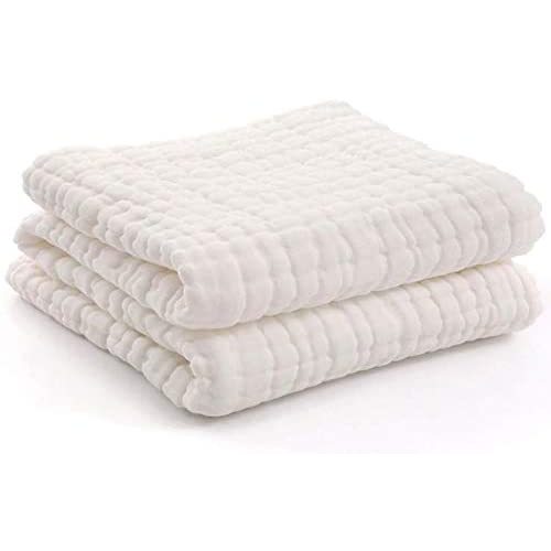 BambooCart Baby Muslin Swaddle Blanket | Receiving Blanket| Baby Bath Towel | Infant Blanket | Size 41X41 inches| Muslin Cotton Gauze 6 Layer - White