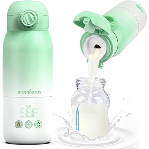 Portable Bottle Warmer for Travel, Dual Heating Modes for Breastmilk & Water, Portable Bottle Milk Warmer with Fast Heating & Long Battery Life, 10 Ounces Large Capacity (Green)