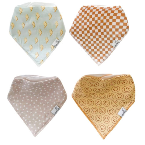 Copper Pearl 4 Pack Soft Cotton Baby Bibs for Drooling and Teething, Absorbent Drool Bibs for Baby Girl and Boy, Adjustable to Fit Newborns to Toddlers, Tons of Styles (Vance)