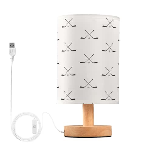 Vozoza Crossed Golf Clubs White Table Lamp with USB Port Night Light Bedroom Lamps for Nightstand Living Room Dorm Home Office Desk