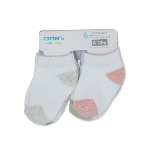 Carter's Child of Mine, Infant Baby Girl Terry Lowcut Socks, 6 Pack, Sizes 0-12 Months