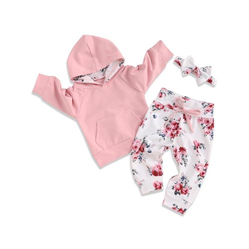 oklady Baby Girl Clothes,Hoodie Tops Floral Pant with Cute Headband Baby Girl Fall Outfits