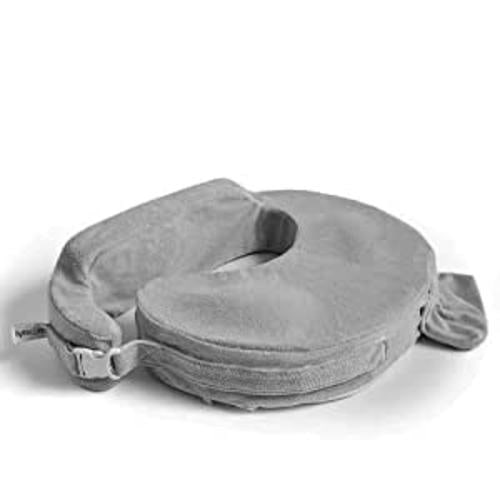 My Brest Friend Deluxe Nursing Pillow for Breastfeeding & Bottle Feeding, Enhanced Posture Support, Double Straps & Removable Extra Soft Slipcover, Flower Key Grey