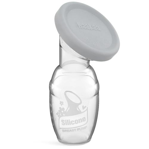 haakaa Manual Breast Pump & Silicone Cap Combo for Nursing Mom (Gray, 4oz. Without Base)