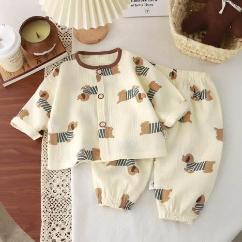 Baby Toddler 2-Piece Dachshund Gauze Pajamas Set