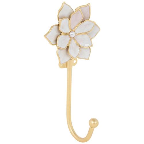 White & Gold Flower Metal Wall Hook