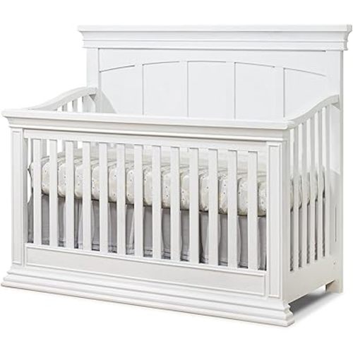 Sorelle Furniture Modesto Classic 4-in-1 Convertible Crib, Wooden Baby Bed, Non-Toxic Finish, Toddler Bed, Daybed & Full-Size Bed, Nursery Furniture-White