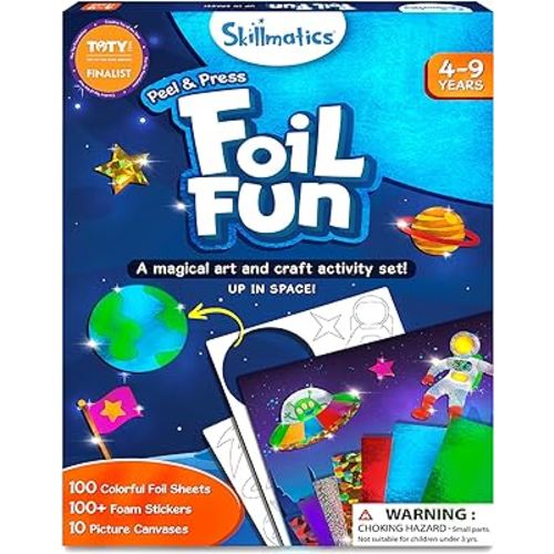 Skillmatics Art & Craft Activity - Foil Fun Space, No Mess Art for Kids, Craft Kits & Supplies, DIY Creative Activity, Gifts for Boys & Girls Ages 4, 5, 6, 7, 8, 9, Travel Toys