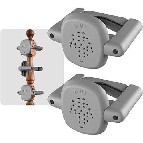 No-Drill Baby Gate Banister Adapter, 2-Pack Stairway Mounting Kit for Mesh, Metal & Retractable Gates, Fits 1 1/2"–3 1/3" Round or Square Posts for Stairway, Patio, and Doorway, Gray