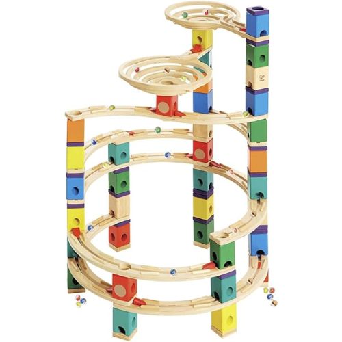 Hape Wooden Quadrilla Marble Run Vertigo Construction with Instruction| 134-PIECE STEM Educational Learning Toys for Kids