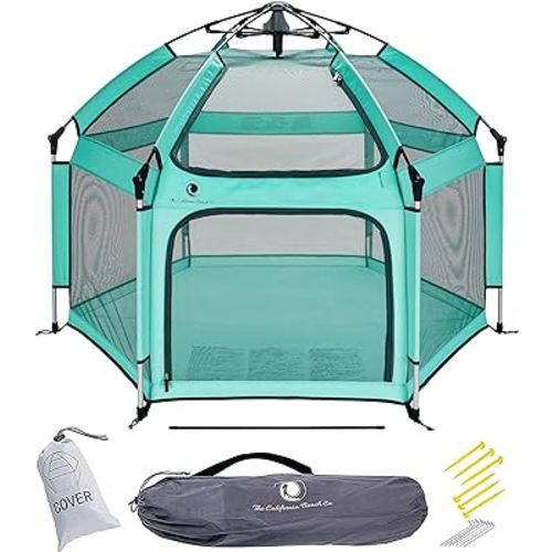 The Original POP 'N GO Premium Indoor and Outdoor Baby Playpen - Portable, Lightweight, Pop Up Pack and Play Toddler Play Yard w/Canopy and Travel Bag - Sweet Mint