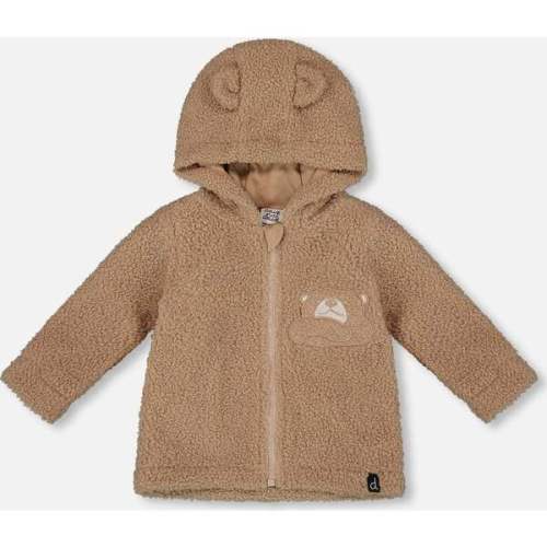 Sherpa Bear Hooded Zip Jacket, Brown