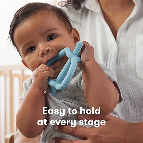 Frida Baby Get-A-Grip BabyTeether for Teething Relief, Easter Basket Stuffer for Kids, 100% Food-Grade Silicone Teething Toys for Baby 0-6, 12, 18 Months Infant, BPA-Free, PVC-Free, Blue