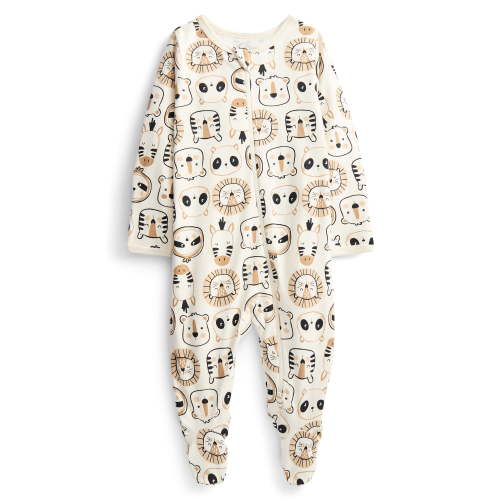 Wonder Nation Baby Boys or Girls Zip Front Footed Pajamas, Sizes Preemieie-6/9 Months