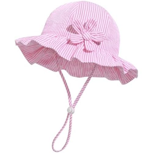 Baby Girl Wide Brim Bucket Hats with UPF 50+ Outdoor Adjustable Beach Hat with Sun Hat