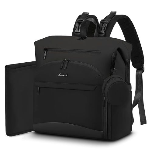 LOVEVOOK Diaper Bag Backpack, Baby Bag with Changing pad, Waterproof Diaper Backpack for Mom Dad, cute Mommy Bag for Boy and Girl, Travel Essential Baby Registry Shower, Black
