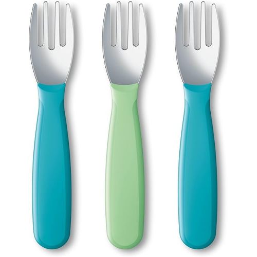 NUK Kiddy Cutlery Forks, Durable Stainless Steel, BPA & Latex-Free, 18+ Months, Pack of 3