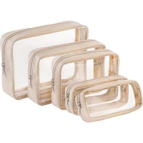 Amazon.com: Remobia Hicol TSA Approved 5-Piece Diaper Bag Organizer Pouch Set Clear Waterproof TPU Kids Toiletry Storage Set Travel Packing Clutch Cube Bags for Baby Nursing (Cream leather) : Baby