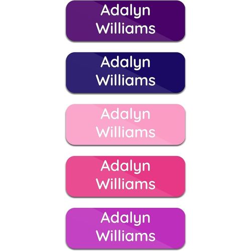 Personalized Daycare Name Labels for Kids (120 Labels) Custom Name Tag Clothing Labels - Waterproof Name Stickers for Clothing Tags, Bottles, Backpacks and School Supplies (Berry)