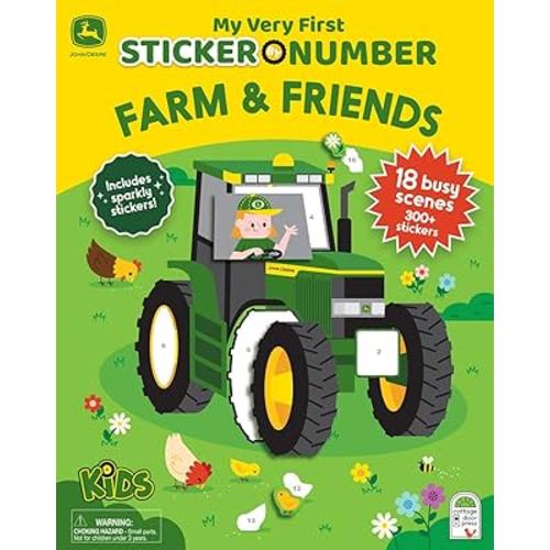 John Deere Kids Farm & Friends - My Very First Sticker by Number Activity Book for Kids, Includes Pull-Out Pages and 300 Stickers, Toddlers and Kids