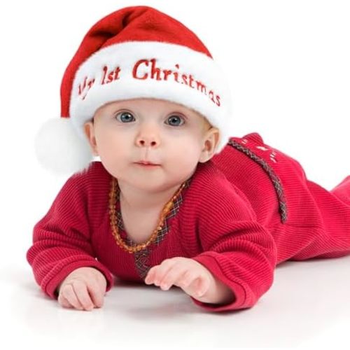 Iioscre Santa Hat for Kids & Baby Christmas Hats,Girls Boys Toddler Plush Xmas Holiday Hat,Luxury Santa Claus Hat