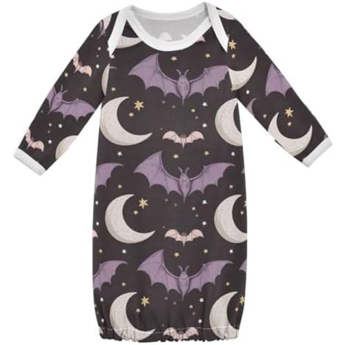 CHIFIGNO Cactus Cute White Baby Nightgowns 0-3 Months Cotton for Newborn Baby Boys, Girls, Unisex