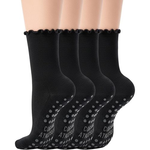 CoolMate Pilates Socks with Grips for Women, Yoga Socks, Crew Non Slip Women for Barre, Pilates Gifts for Women