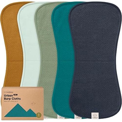 KeaBabies 5-Pack Organic Burp Cloths Baby Girl, Boy - Extra Large, Absorbent Baby Burp Cloths, Soft Burping Cloths for Babies, Newborn Burp Clothes, Cotton Burp Rags,Neutral Thick Burp Cloth (Eclipse)