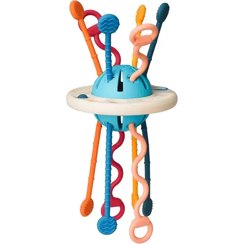 LiKee Montessori Toys for Baby 1+ Years Old, Sensory Development Toys for Toddlers 1-3, Silicone Pull String Travel Toy for 18+ Months, Gift for Baby Shower Infants Car Seat High Chair