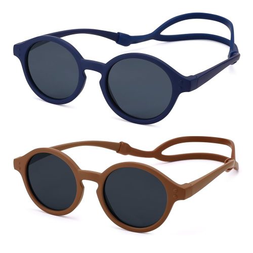 NULOOQ Polarized Baby Sunglasses with Silicone Strap - Bendable TPEE Flexible Infant Sunglasses 0-24 Months