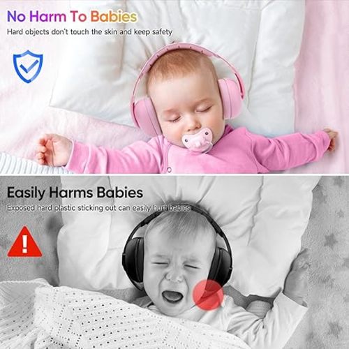 Baby Headphones for Noise - [Upgraded Baby-Friendly Version] Baby Ear Muffs Noise Protection - Baby Noise Cancelling Headphones - Baby Ear Protection for 3 Months to 2 Years - Pink