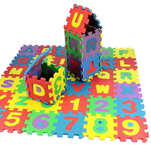 36Pcs Soft & Safe Non-Toxic Childrens Interlocking Multicolor Exercise Puzzle Educational EVA Play Foam Mat for Kids Floor & Baby Nursery Room Number Alphabet Puzzle Foam Maths Educational Gift