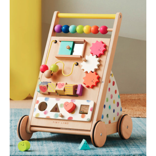 Tiny Land® Premium Natural Wooden Activity Walker: Rainbow
