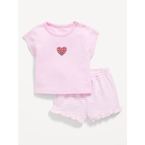 French-Terry Graphic Top and Shorts Set for Baby