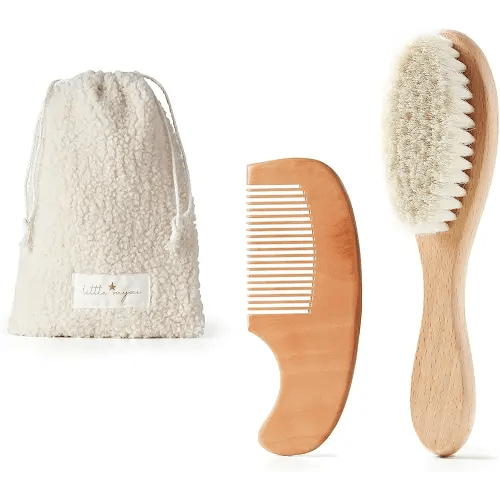 MYZI Baby Hair Brush Set – Soft Baby Brush Set for Newborns, Baby Comb and Brush Set Girl and Boy, Toddler Hair Brush and Toddler Comb - Baby Gift Set