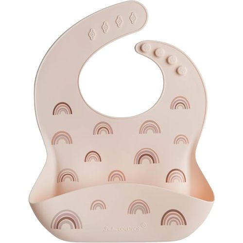 Loulou Lollipop Soft, Waterproof Silicone Feeding Bib for Babies and Toddlers - Rainbow
