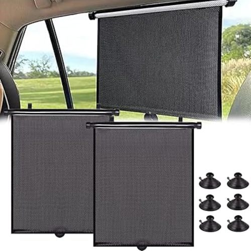 2 Pack Car Window Shades for Baby, 2024 Upgraded 16"×18" Extended Car Sun Shade Side Window, Retractable Car Side Window Sun Shade for Heat, UV and Sun Glare Protection, Baby Car Accessories for Car