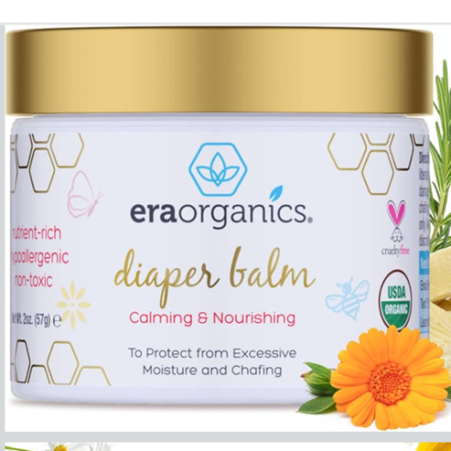 Era Organics Baby Diaper Balm - USDA Organic Ointment Cream Extra Soothing and Nourishing for Dry, Sensitive Skin - All Natural to Help Excess Moisture, Rash or Chafing