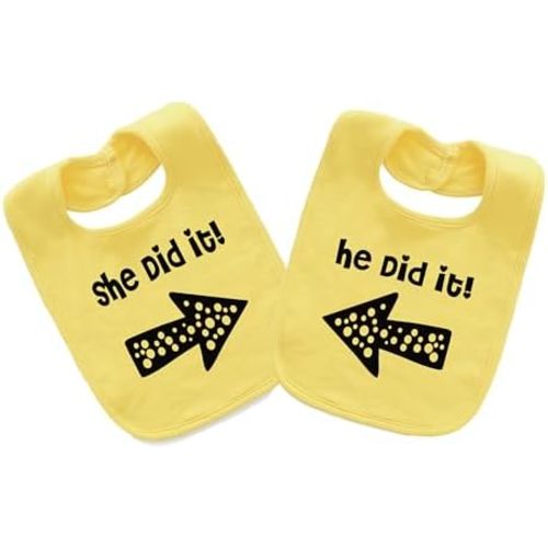 YSCULBUTOL Baby Twins Bibs He/She Did It Newborn Baby Cute Unisex Bibs Infant Twin Outfits