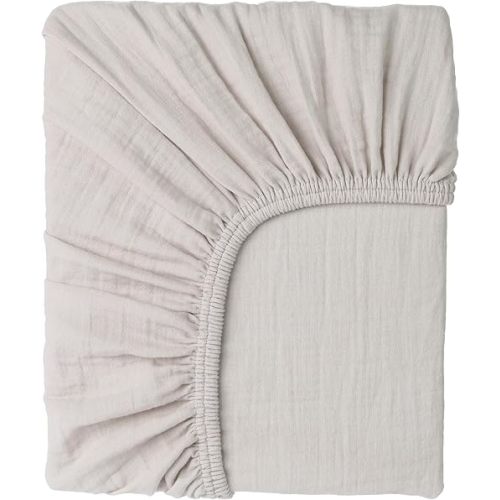 Muslin Baby Crib Sheets Fitted - Crib Sheets Neutral Turkish Cotton, Ultra Soft & Breathable - Organic Cotton Crib Sheets for Boys & Girls, GOTS & Oeko-TEX® Certified (52x28, Cotton Latte)