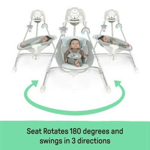 Ingenuity InLighten Soothing Electric Baby Swing, Motorized Vibrating Infant Seat, Gray
