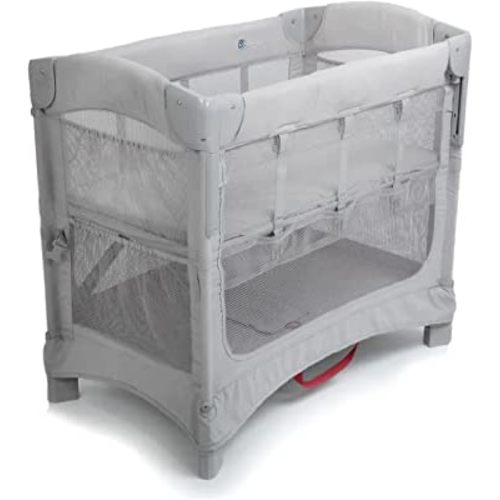 Arm’s Reach Mini Ezee 2 in 1 Co-Sleeper Bedside Bassinet with Mesh Side Panels, Side Pockets, and Bottom Storage, Gray