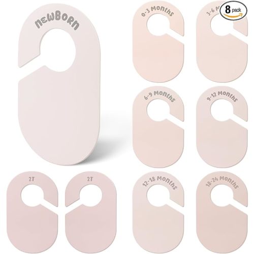 Baby Closet Dividers, Double Sided Nursery Clothes Size Separators for Newborn to 2T, Round, Pink, 8 Pcs