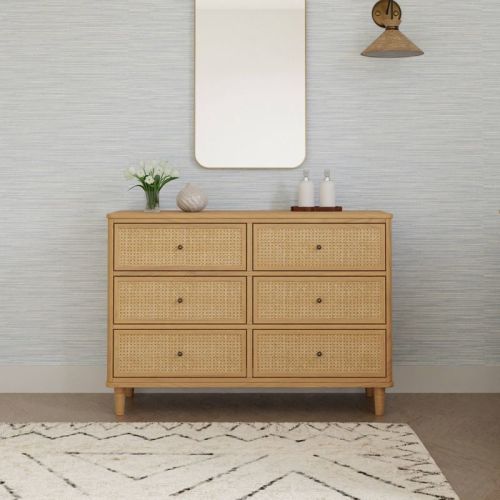 Namesake Marin with Cane 6 Drawer Assembled Dresser - Honey and Honey Cane