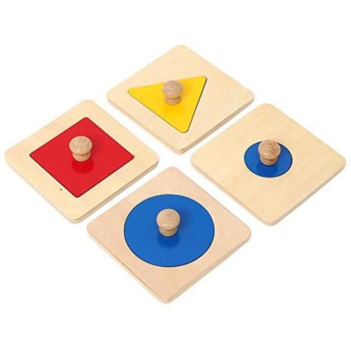 Montesoori Baby Toys Puzzles Colorful Multiple Shape Puzzles Toys for 6-12 Months 1 2 3 Years Old Toddlers (4 Pieces)