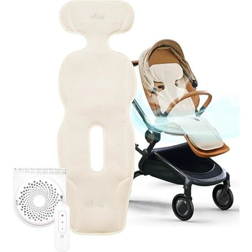 Mima Stroller Cooling Pad with USB Fan Flo Donut | Ultra-Breathable Mesh Seat Liner | External Battery Design for Baby Safety | Universal Fit for 0-4 Years | for Hot Days & Summer
