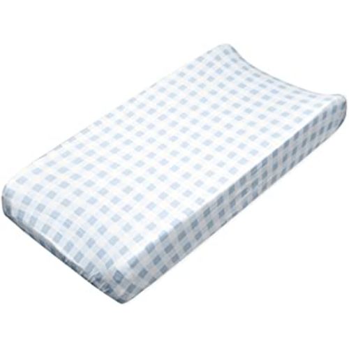 HonestBaby Boys Organic Cotton Changing Pad Cover, Blue Painted Buffalo Check, One Size