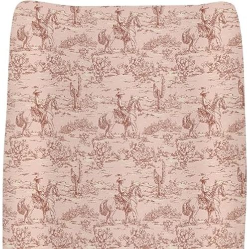 Vintage Pink Cowgirl Cactus Changing Pad Covers for Baby Girls Boys Western Cowgirl Love Fitted Changing Table Cover Mats Wild Desert Soft Diaper Changing Table Sheets for 32''×16'' Contoured Pad
